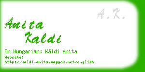 anita kaldi business card